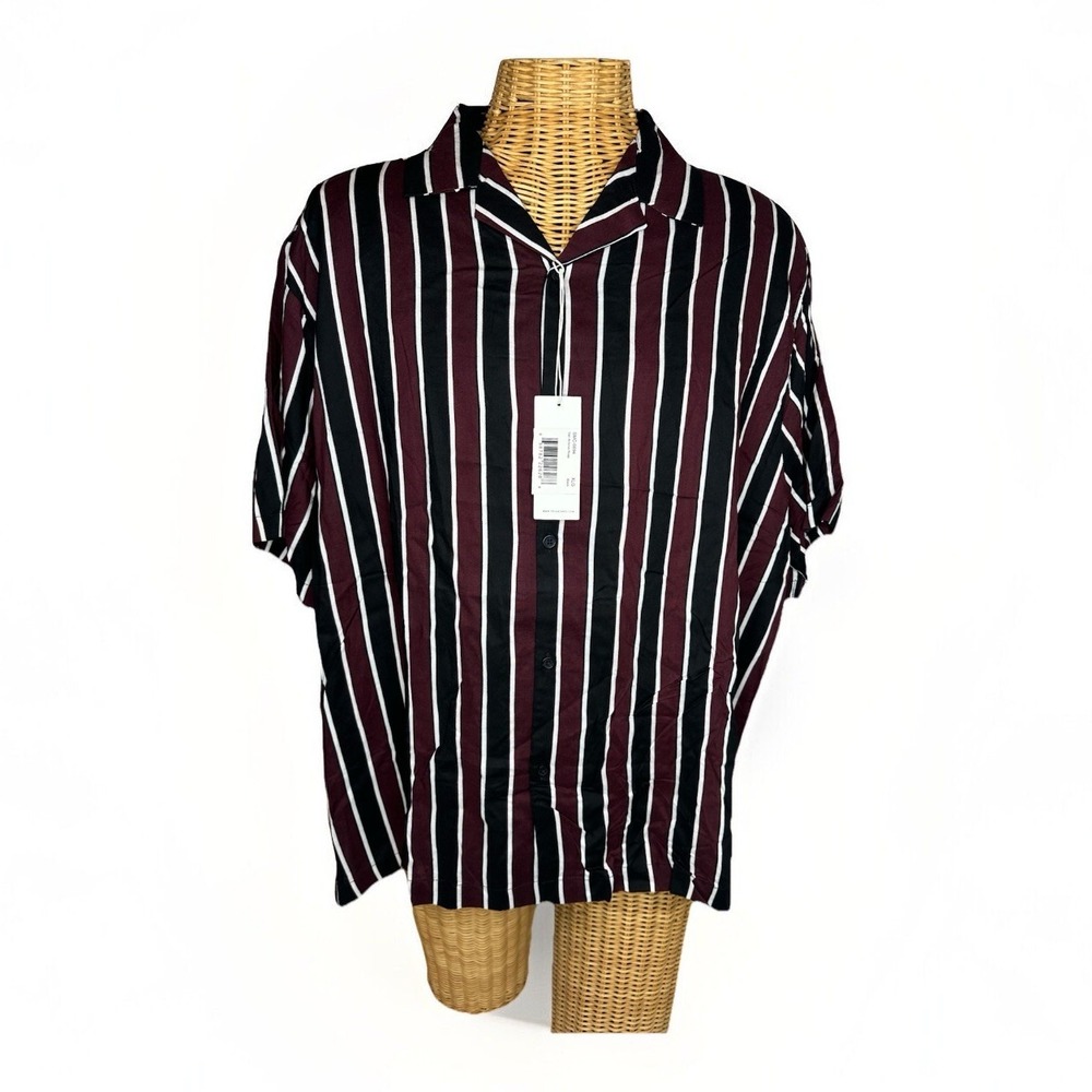 7Diamonds Men's San Antonio Rose Striped Button Down Short Sleeve Shirt, Size XL